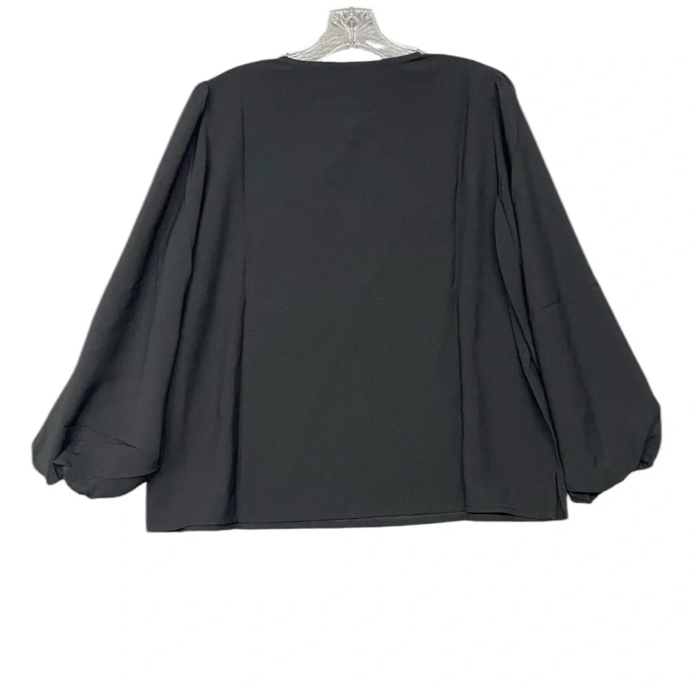 J Crew Womens Black Puff Sleeve Satin Back Blouse Crepe Office Size MTall